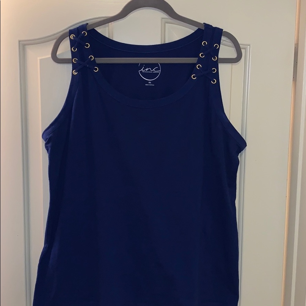 Royal blue INC tanktop w/ crisscross embellishment
